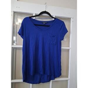 Cable and Gauge Womens Blue V Neck Stretch T-Shirt Size Large N1